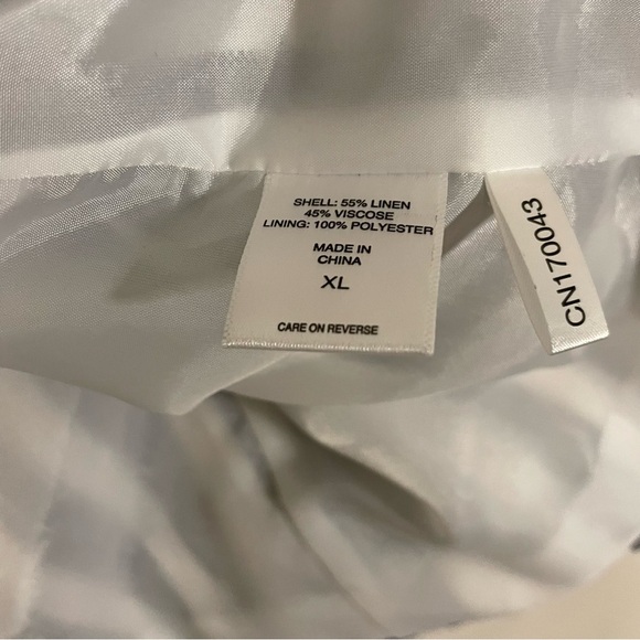 New York & Company Blazer Nautical Tie Waist Blue Striped Linen Blend Open Sz XL - Picture 4 of 7